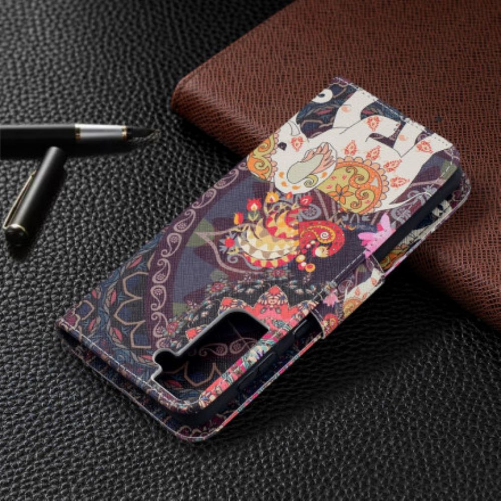 Lederhüllen Für Samsung Galaxy S21 Plus 5G Ethnisches Elefanten-mandala
