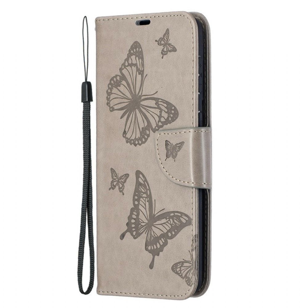 Lederhüllen Für Samsung Galaxy S21 Plus 5G Flip Case Schmetterlinge Und Schräge Klappe