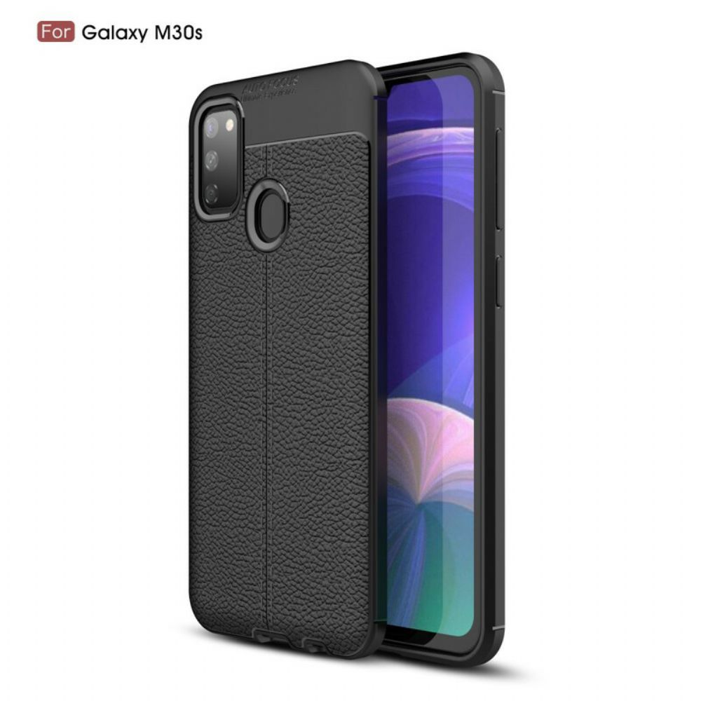 Handyhülle Für Samsung Galaxy M21 Doppellinie Litschi-leder-effekt