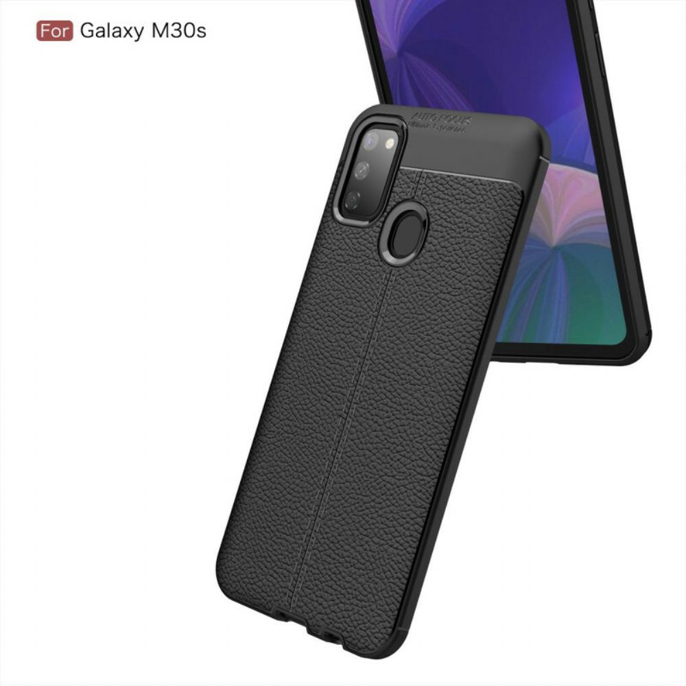 Handyhülle Für Samsung Galaxy M21 Doppellinie Litschi-leder-effekt