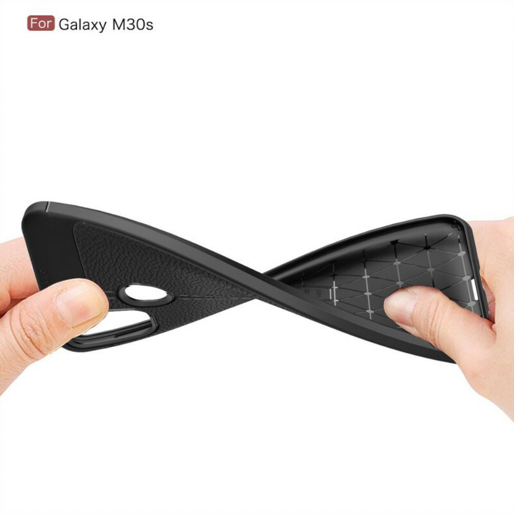 Handyhülle Für Samsung Galaxy M21 Doppellinie Litschi-leder-effekt