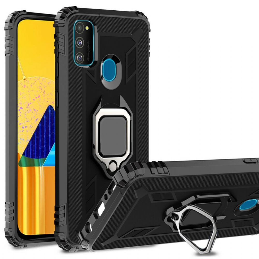 Handyhülle Für Samsung Galaxy M21 Ring Und Kohlefaser