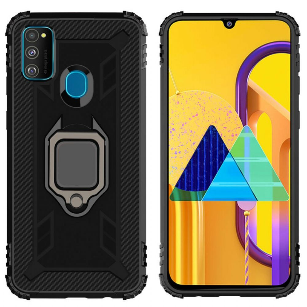 Handyhülle Für Samsung Galaxy M21 Ring Und Kohlefaser
