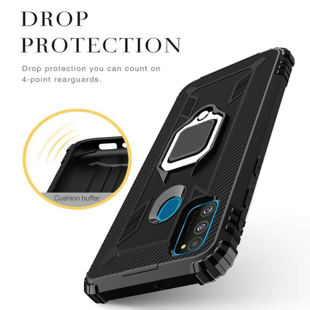 Handyhülle Für Samsung Galaxy M21 Ring Und Kohlefaser
