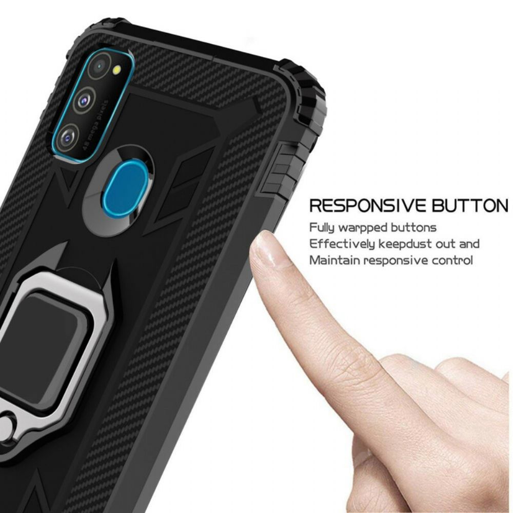 Handyhülle Für Samsung Galaxy M21 Ring Und Kohlefaser