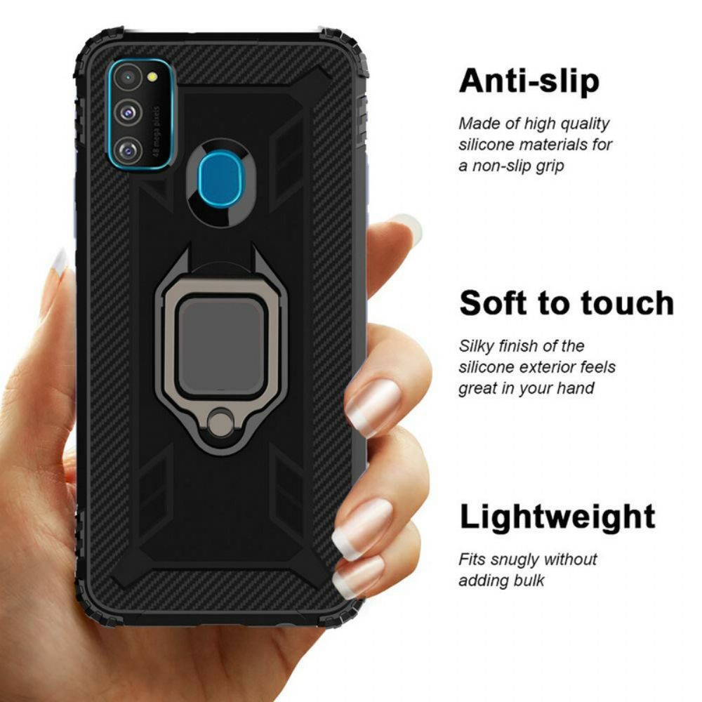 Handyhülle Für Samsung Galaxy M21 Ring Und Kohlefaser