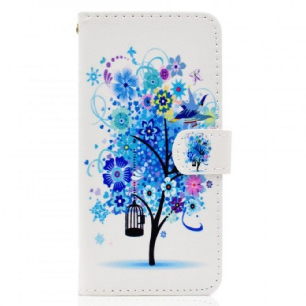Lederhüllen Für Huawei Y5 2018 Blühender Blauer Baum