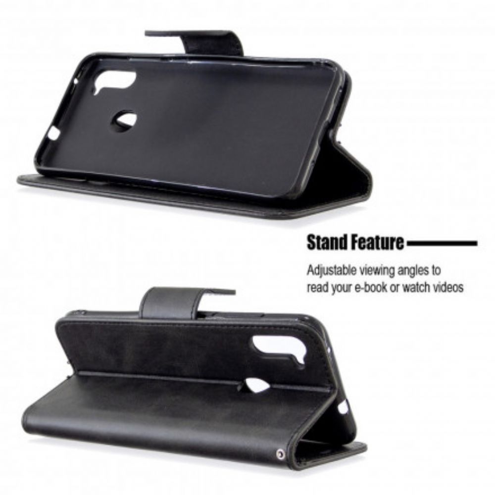 Lederhüllen Für Samsung Galaxy M11 Flip Case Glatte Schräge Klappe