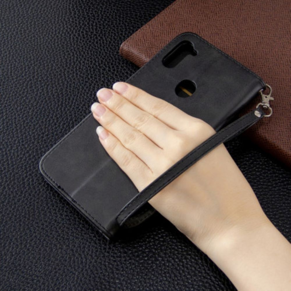 Lederhüllen Für Samsung Galaxy M11 Flip Case Glatte Schräge Klappe