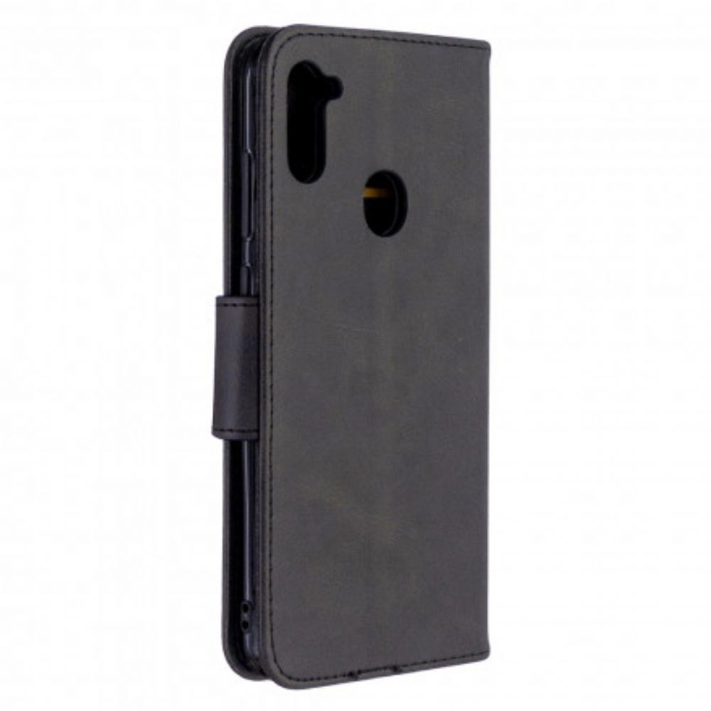 Lederhüllen Für Samsung Galaxy M11 Flip Case Glatte Schräge Klappe