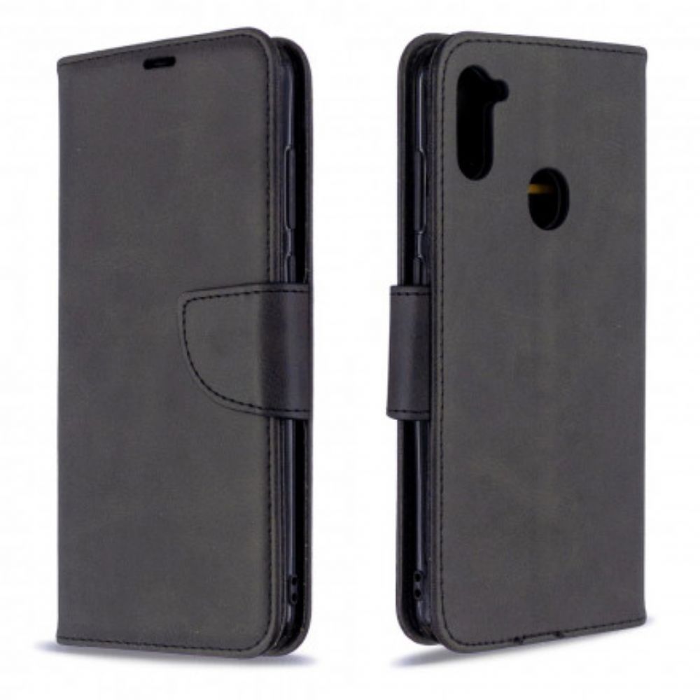 Lederhüllen Für Samsung Galaxy M11 Flip Case Glatte Schräge Klappe