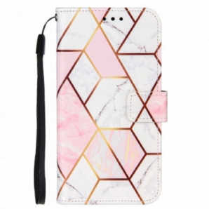 Lederhüllen Für Samsung Galaxy M11 Geometrischer Marmor