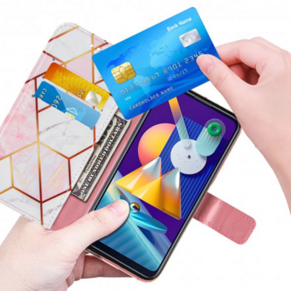 Lederhüllen Für Samsung Galaxy M11 Geometrischer Marmor