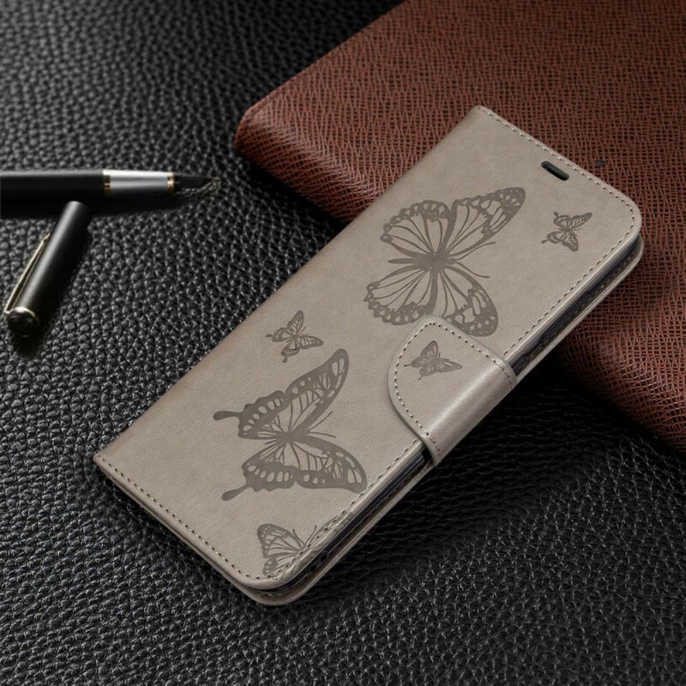 Lederhüllen Für Samsung Galaxy M11 Schmetterlinge Im Flug Mit Lanyard
