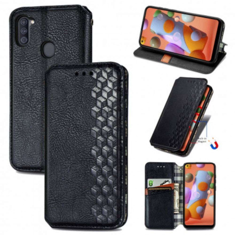 Schutzhülle Für Samsung Galaxy M11 Flip Case Ledereffekt Mit Rautenstruktur