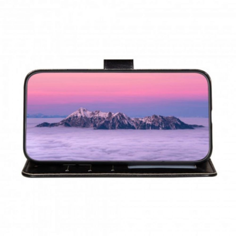 Flip Case Für Poco M5s Monochromer Lederstil