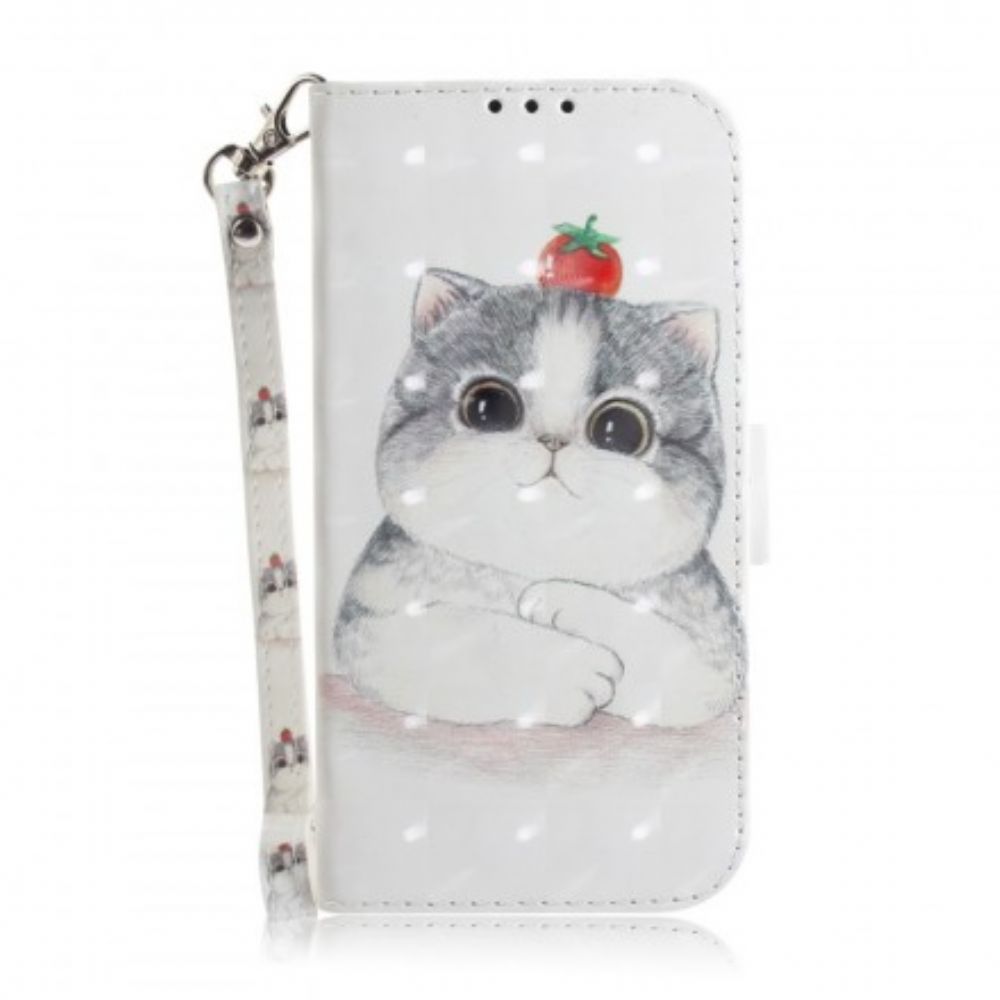 Flip Case Für Samsung Galaxy A30 / A20 Mit Kordel Tomate Auf Der Tangakatze