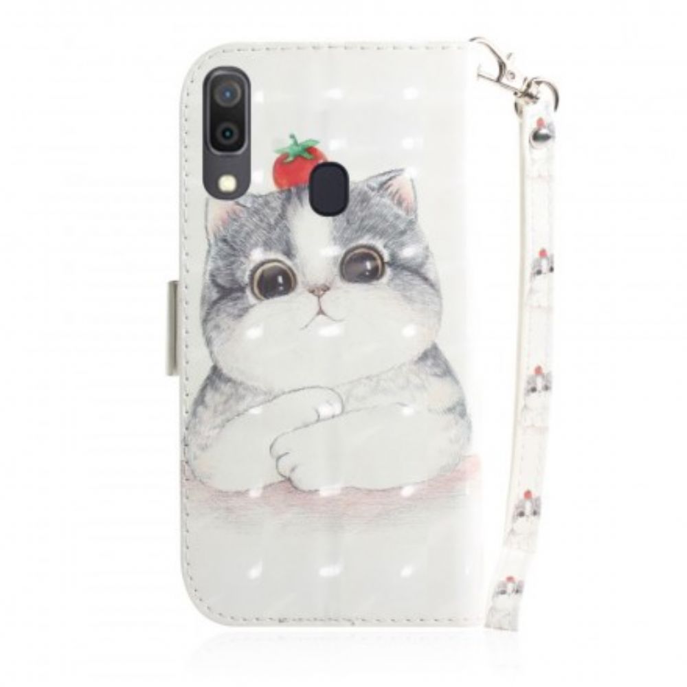 Flip Case Für Samsung Galaxy A30 / A20 Mit Kordel Tomate Auf Der Tangakatze