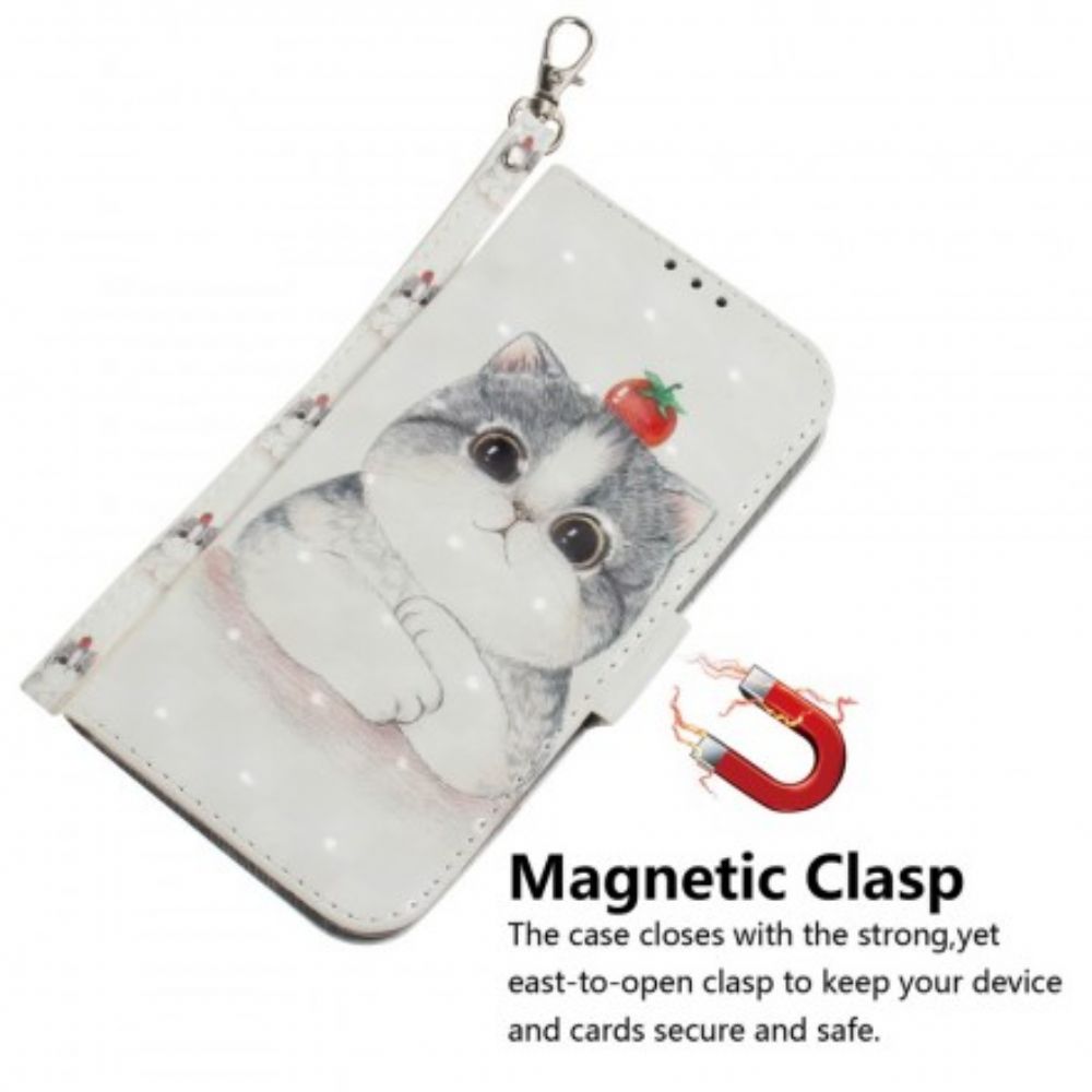 Flip Case Für Samsung Galaxy A30 / A20 Mit Kordel Tomate Auf Der Tangakatze