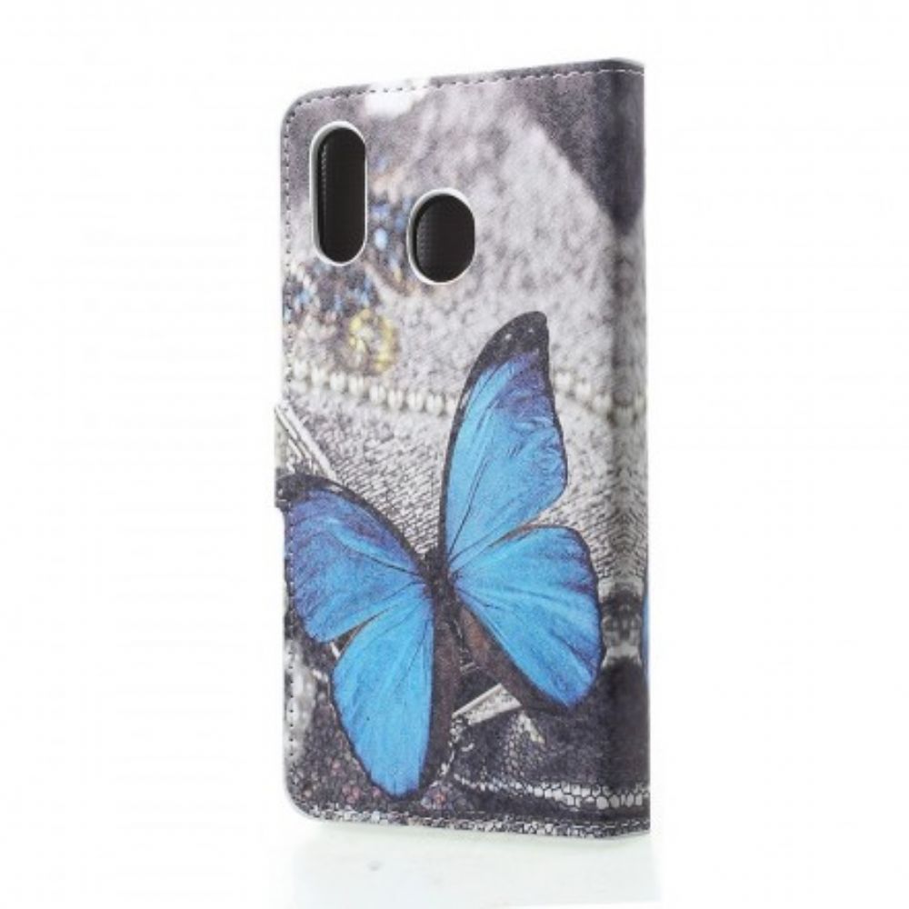 Lederhüllen Für Samsung Galaxy A30 / A20 Schmetterlinge Und Blumen