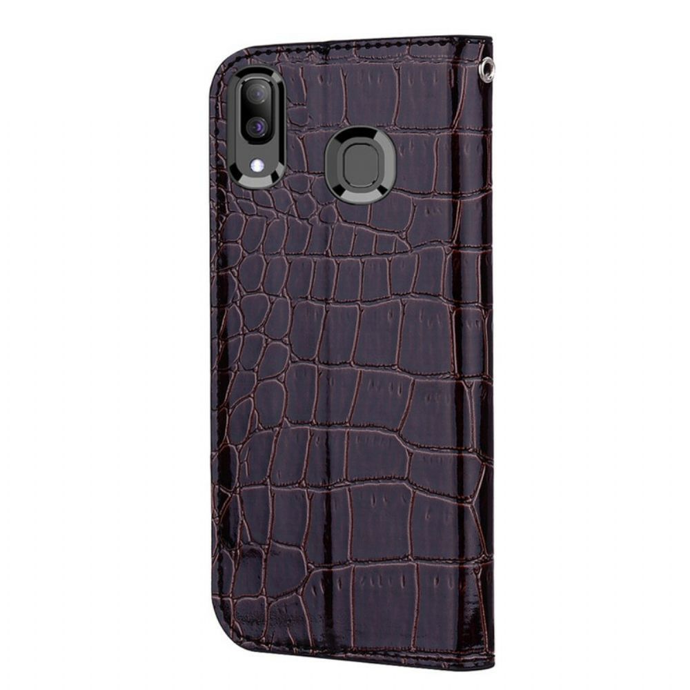 Schutzhülle Für Samsung Galaxy A30 / A20 Flip Case Krokodilhaut Und Glitzereffekt
