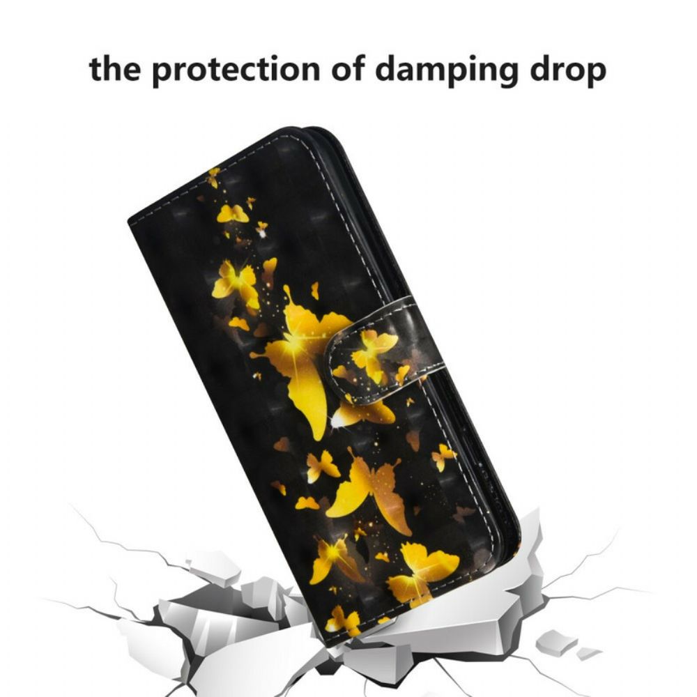 Flip Case Für OnePlus 8 Gelbe Schmetterlinge