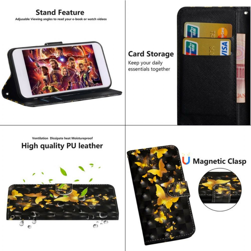 Flip Case Für OnePlus 8 Gelbe Schmetterlinge