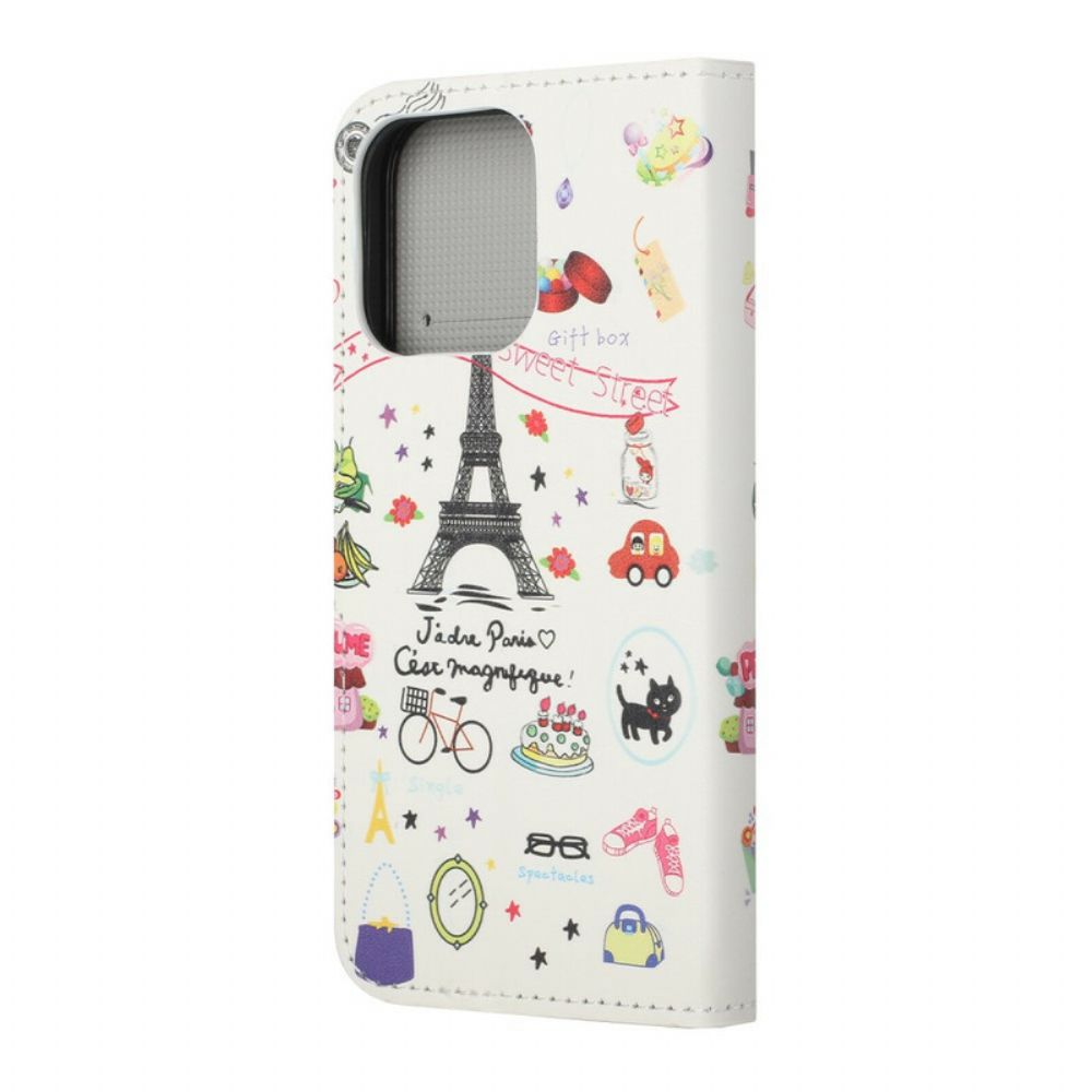 Flip Case Für iPhone 13 Pro Ich Liebe Paris