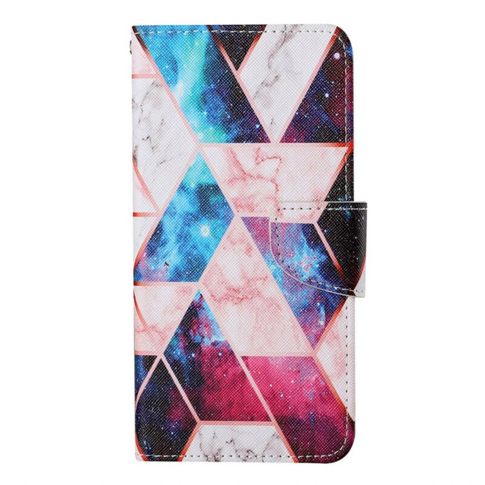 Flip Case Für iPhone 13 Pro Marmor Mit Riemen
