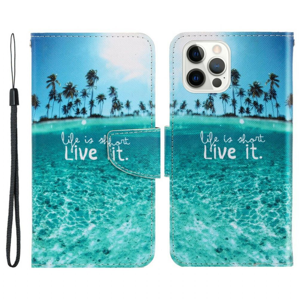 Flip Case Für iPhone 13 Pro Mit Kordel Lebe Es Riemchen