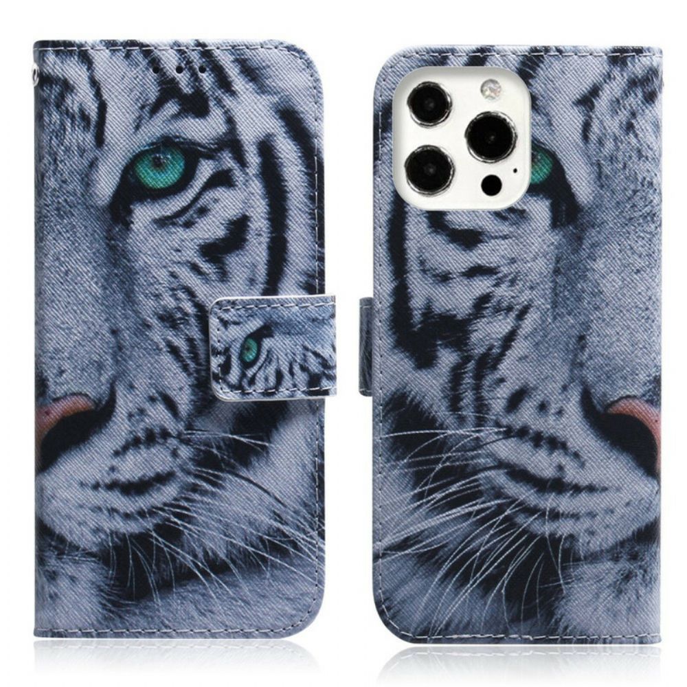 Flip Case Für iPhone 13 Pro Tigergesicht