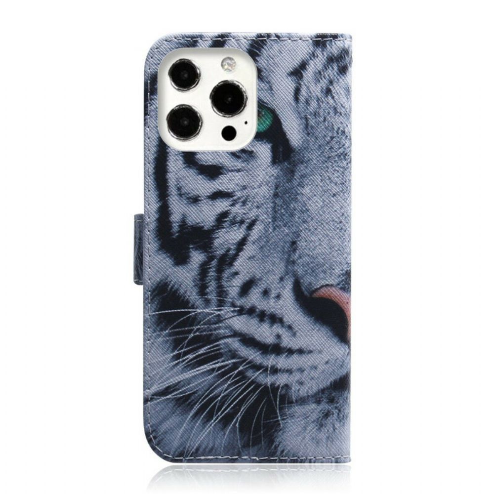 Flip Case Für iPhone 13 Pro Tigergesicht