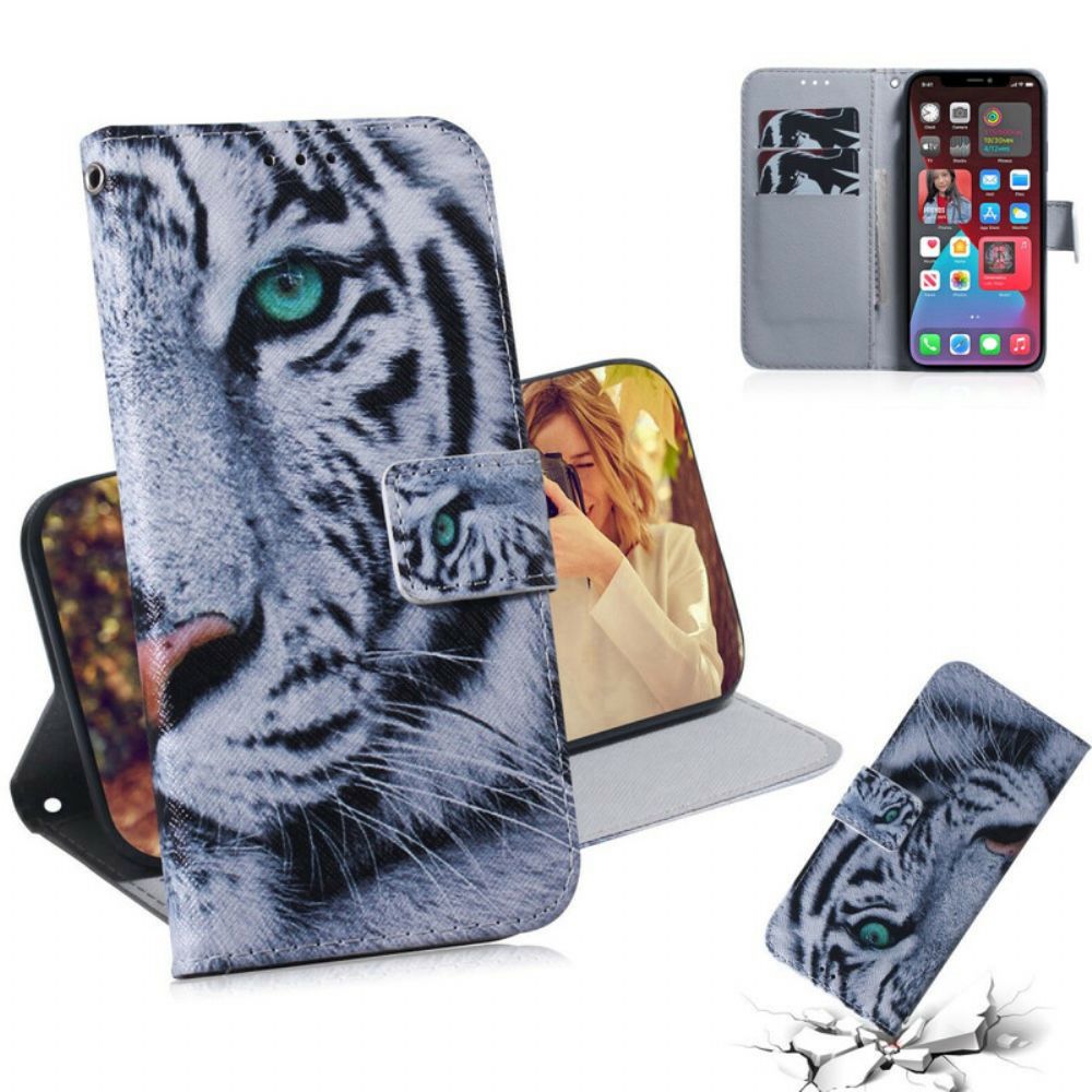 Flip Case Für iPhone 13 Pro Tigergesicht