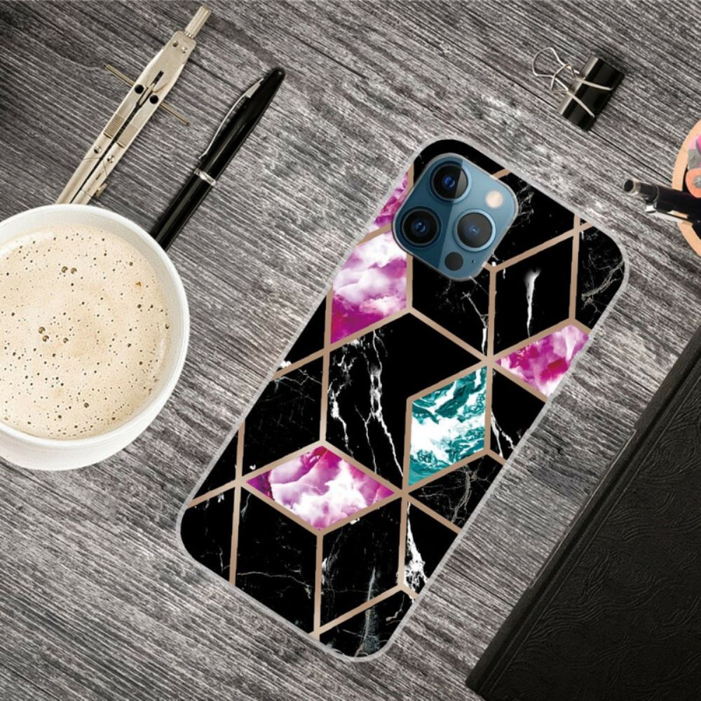 Hülle Für iPhone 13 Pro Abgelehnter Geometrischer Marmor