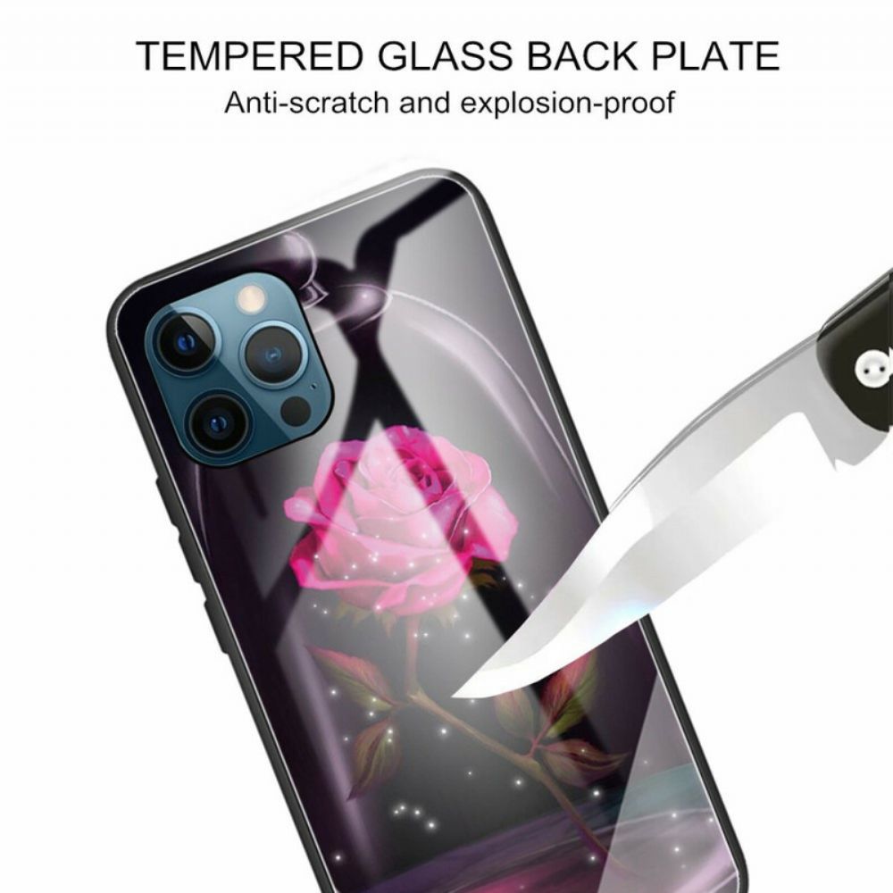 Hülle Für iPhone 13 Pro Gehärtetes Glas In Magischem Rosa