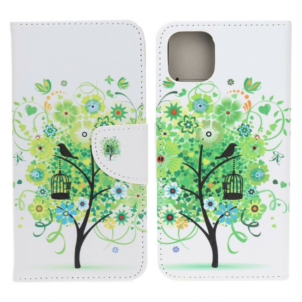 Lederhüllen Für iPhone 13 Pro Blühender Baum