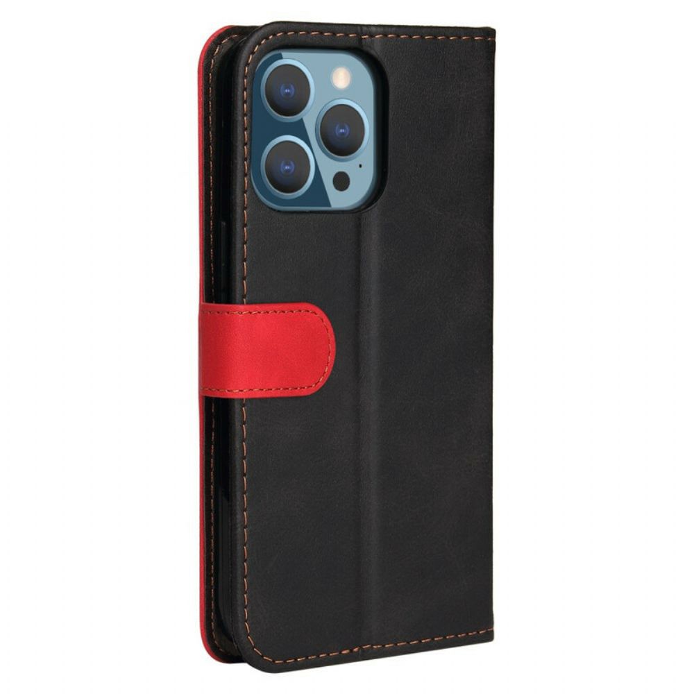 Lederhüllen Für iPhone 13 Pro Zweifarbiges Kunstleder