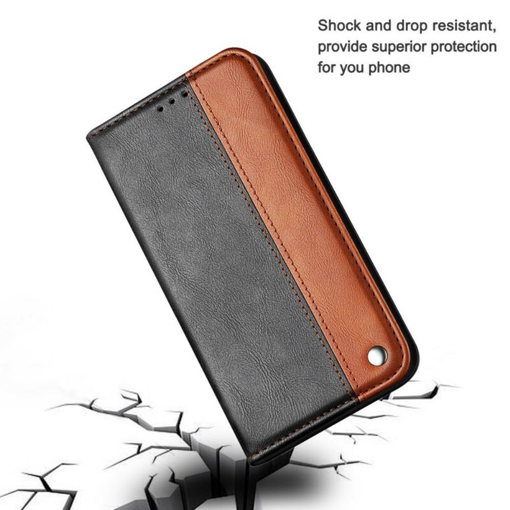Schutzhülle Für iPhone 13 Pro Flip Case Zweifarbiger Ledereffekt