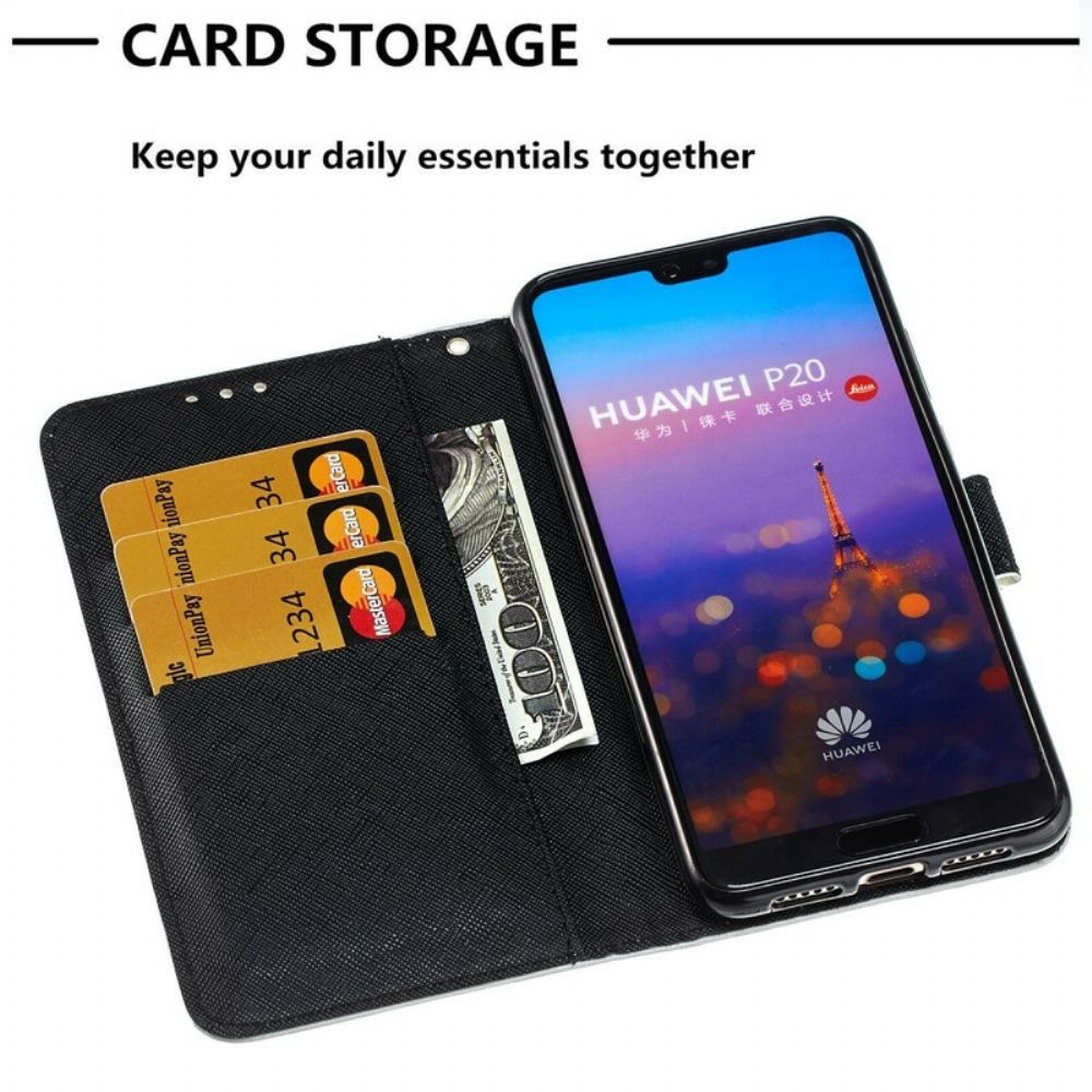 Flip Case Für Huawei P20 3d Blaue Blumen