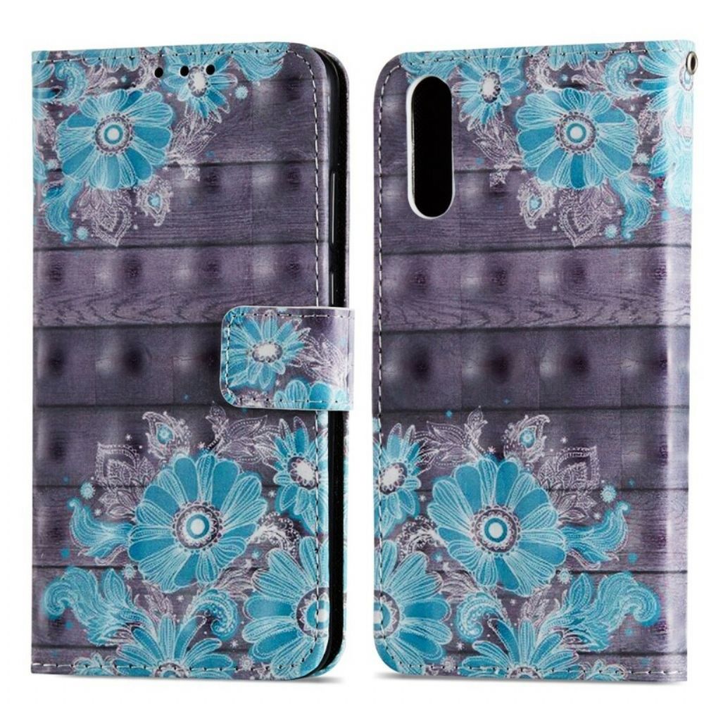 Flip Case Für Huawei P20 3d Blaue Blumen