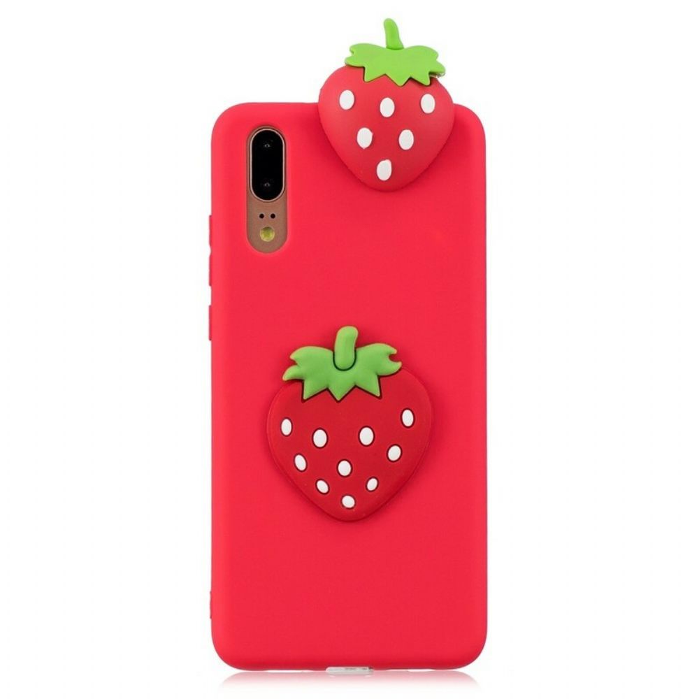 Hülle Für Huawei P20 3d Erdbeere