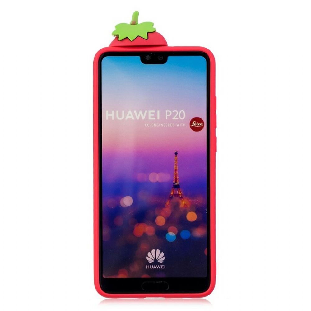 Hülle Für Huawei P20 3d Erdbeere