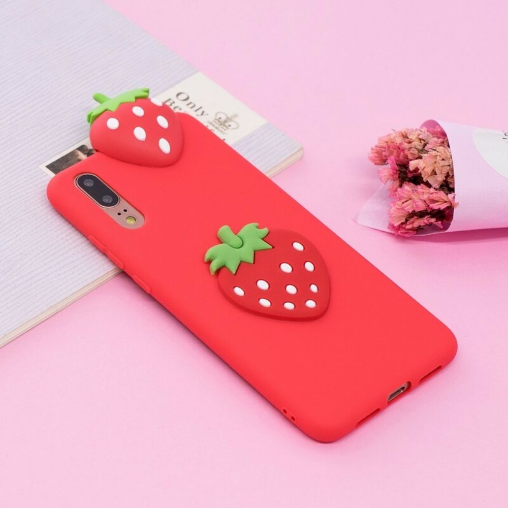 Hülle Für Huawei P20 3d Erdbeere