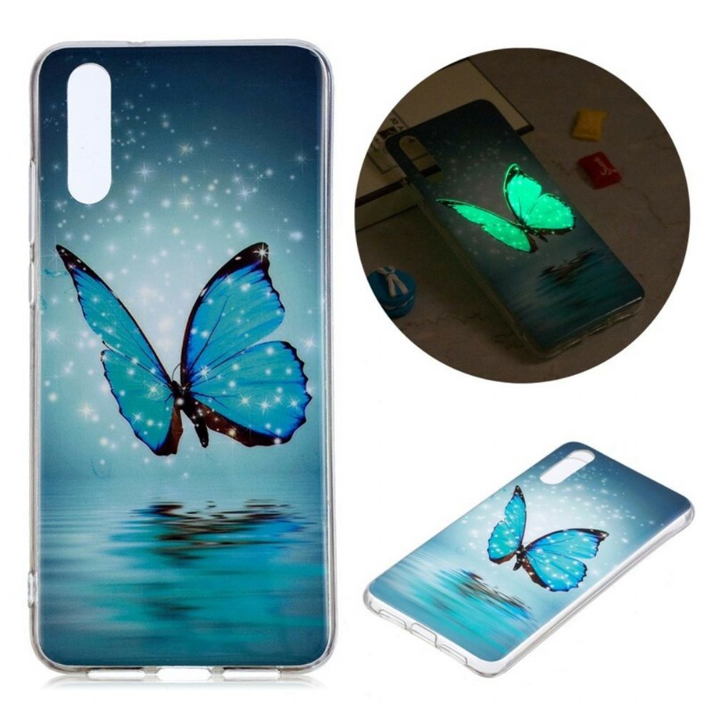Hülle Für Huawei P20 Fluoreszierender Blauer Schmetterling