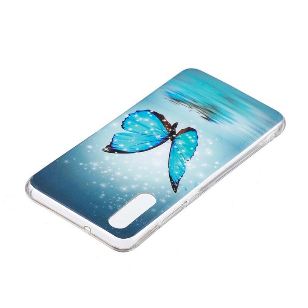 Hülle Für Huawei P20 Fluoreszierender Blauer Schmetterling