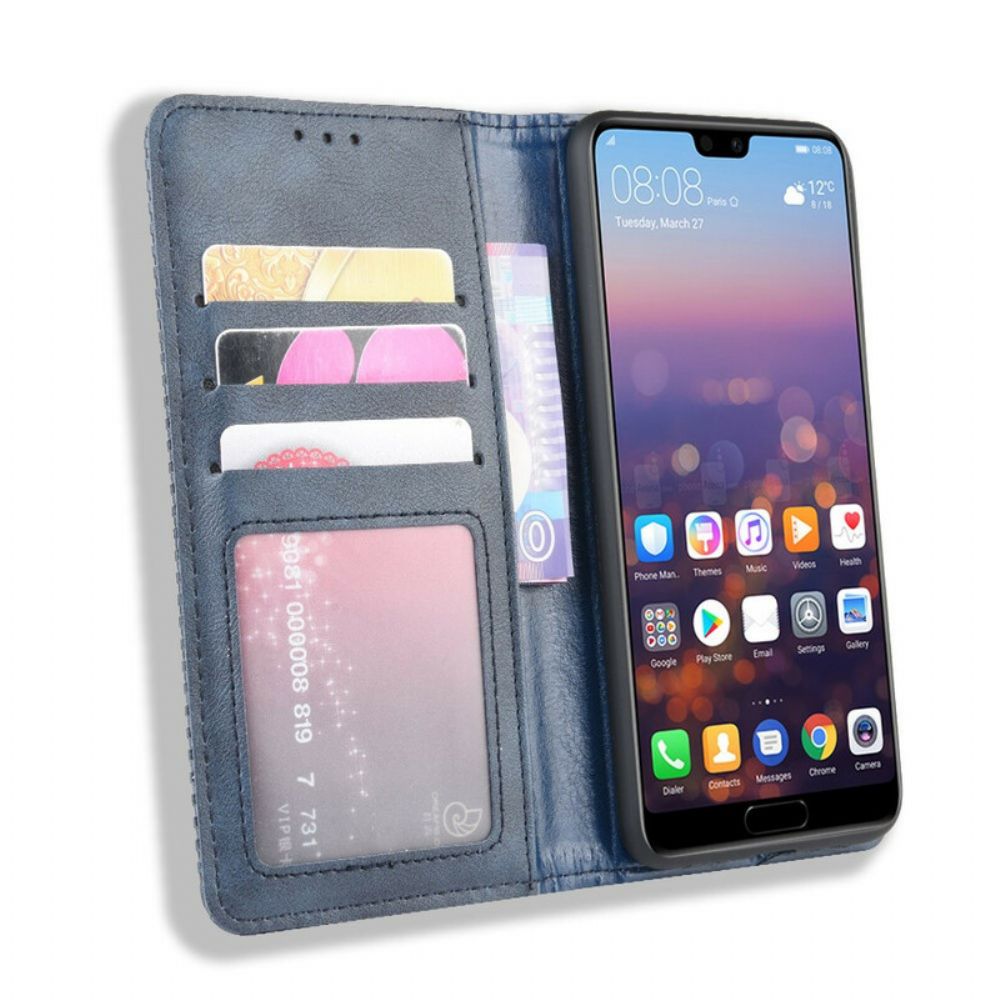 Schutzhülle Für Huawei P20 Flip Case Stilisierter Vintage-ledereffekt