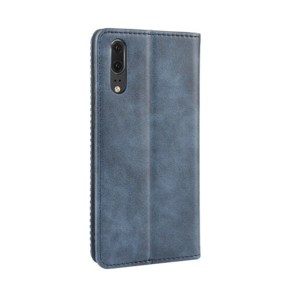Schutzhülle Für Huawei P20 Flip Case Stilisierter Vintage-ledereffekt