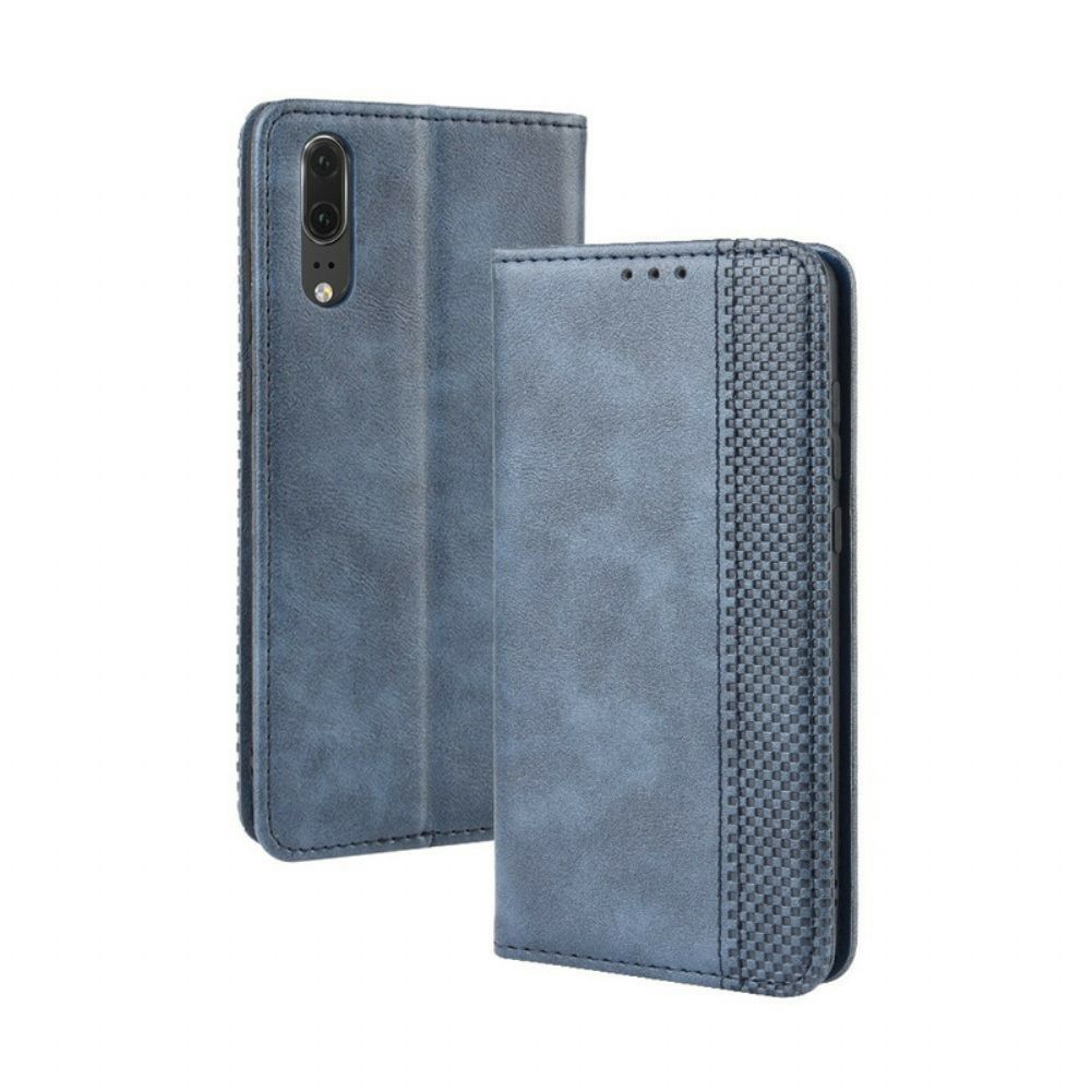 Schutzhülle Für Huawei P20 Flip Case Stilisierter Vintage-ledereffekt