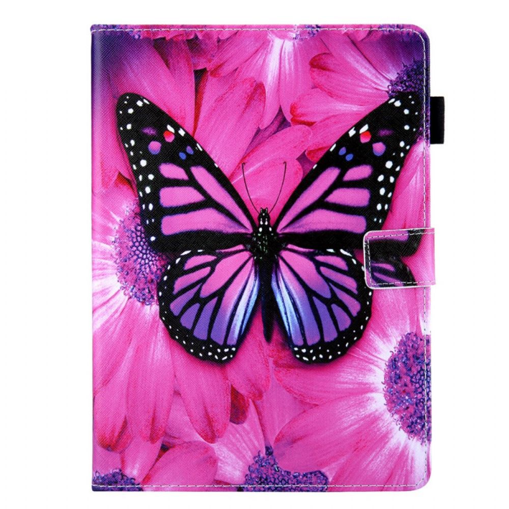 Lederhüllen Für iPad Mini 6 (2024) Schmetterling Mit Blumen