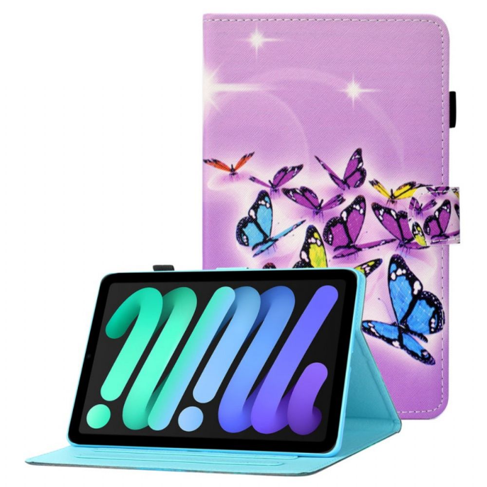 Lederhüllen Für iPad Mini 6 (2024) Schmetterlings-design